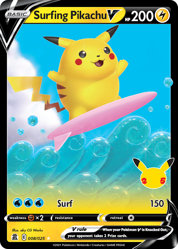 Surfing Pikachu V (Ultra Rare) (25th Stamp)