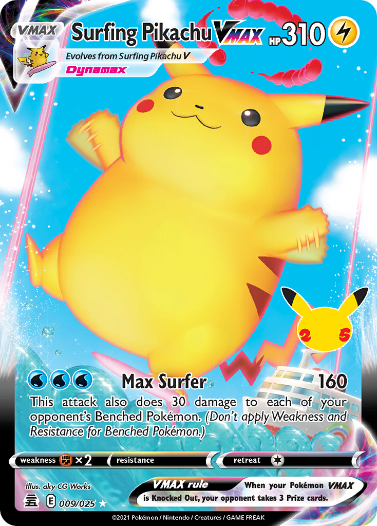 Surfing Pikachu VMAX (Ultra Rare) (25th Stamp)