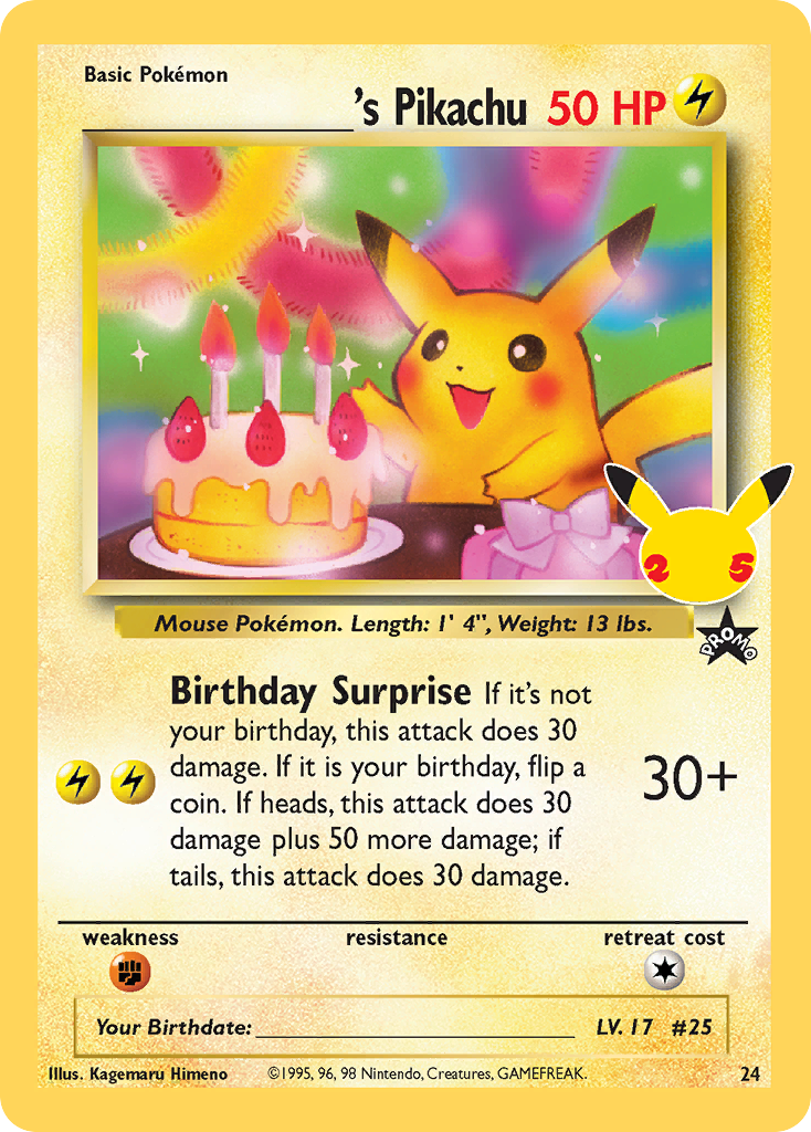 Birthday Pikachu (25th Stamp) (Secret Rare)