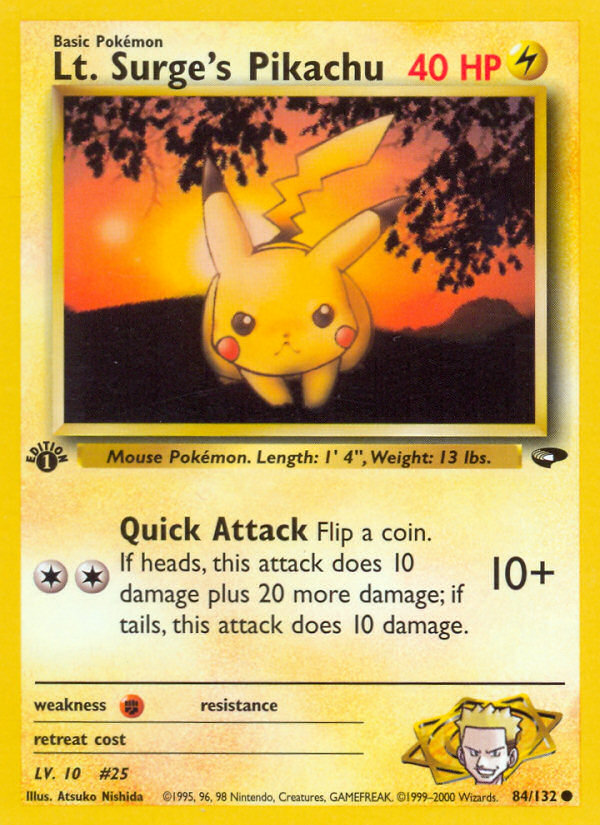 Lt. Surge's Pikachu (1st Edition)