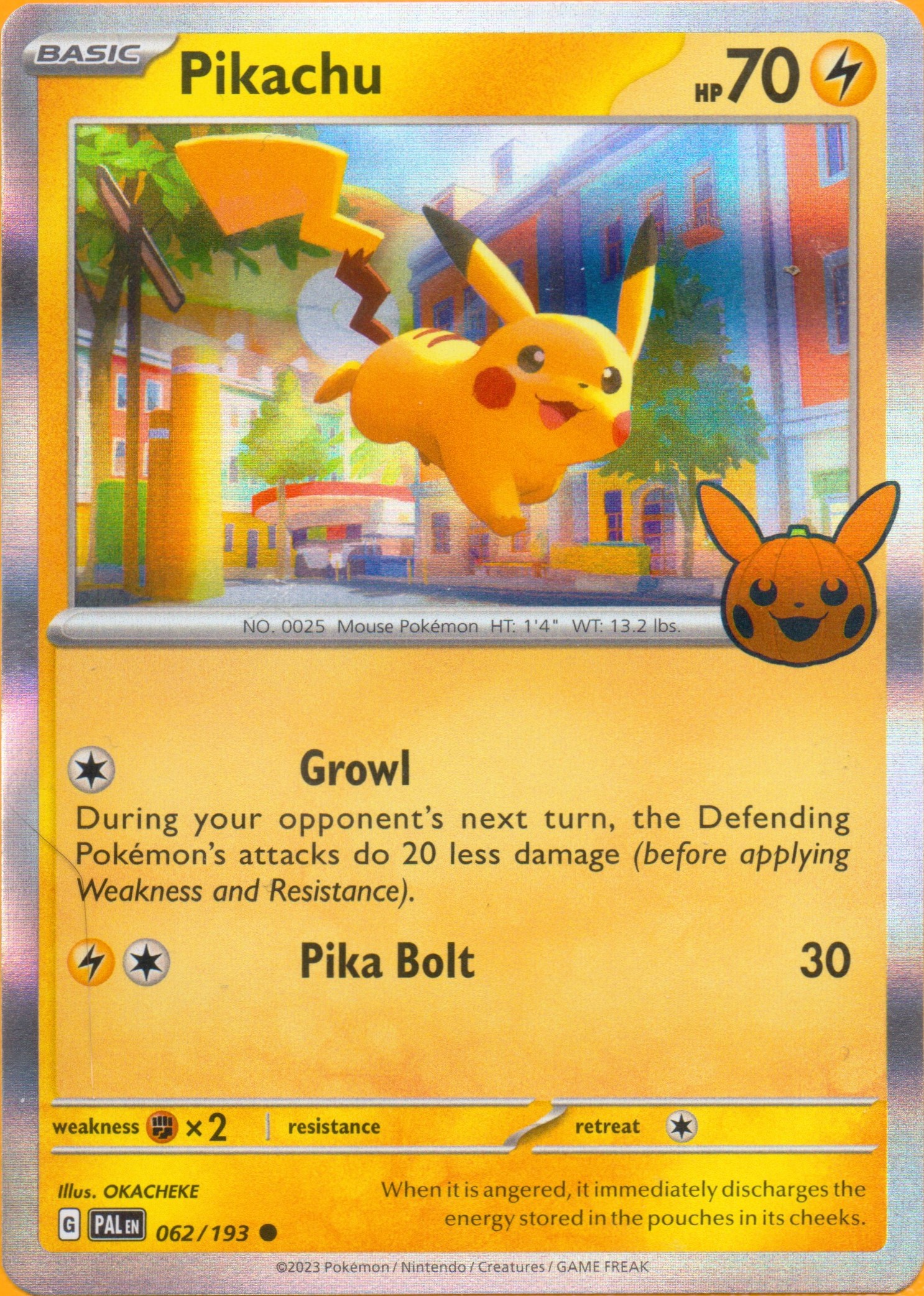 Pikachu (Holo Rare) (Pumpkin Stamp) (PE Artwork)